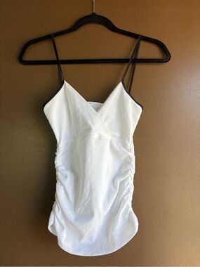 White V-Neck Cami with Black Trim